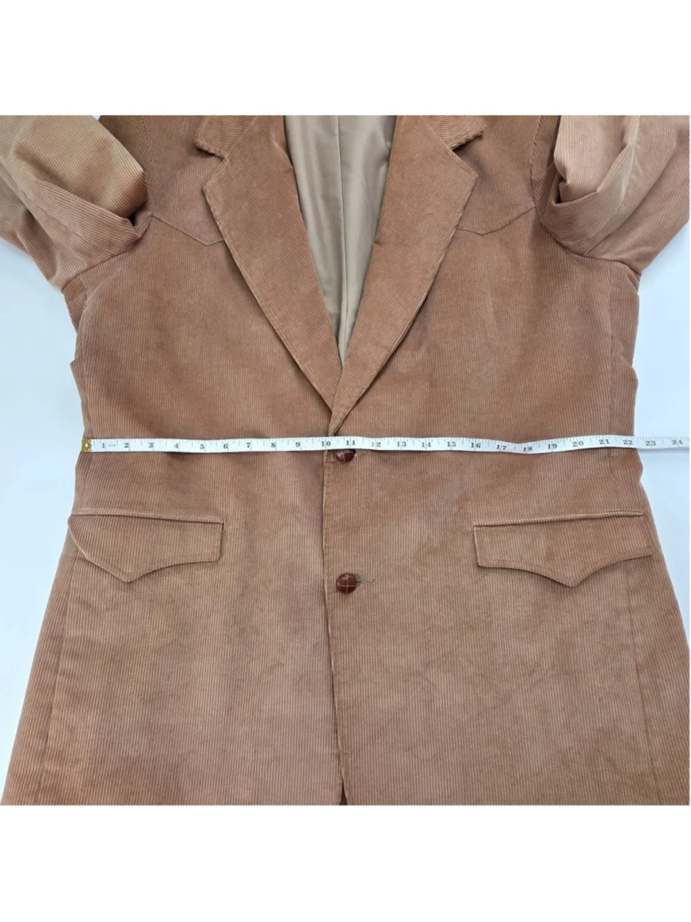 Corduroy Blazer Leather Elbow Patch Western Mens 46R Brown USA Sport Coat